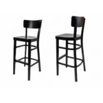 Black Largo bar stool with a low curved back and a wooden seat