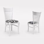 White Miami dining chair with a high back and floral upholstery