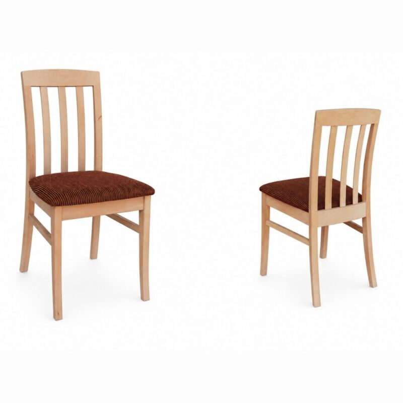 Savel dining chair in a light natural finish with an upholstered seat