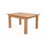 Extendable dining table with a rectangular top and solid square legs